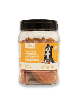 Лакомство для собак BIOHAUS сушеная куриная вырезка (750 г)
