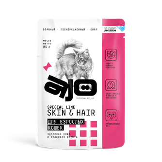 Корм влажный для кошек AJO Skin & Hair здоровая кожа и красивая шерсть (85 г)