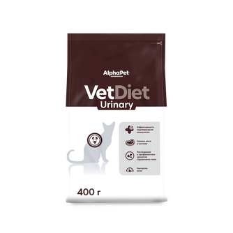 Корм сухой для взрослых кошек AlphaPet VET DIET Urinary при заболеваниях нижних отделов мочевыводящих путей (400 г)