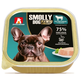Корм влажный для собак ЗООГУРМАН Smolly dog Телятина с языком в желе (100 г)