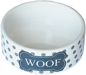 Миска для животных №1 Woof бело-черная керамическая (12,5*5 см/440 мл)
