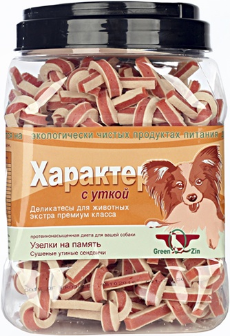 Лакомство для собак мелких пород GREEN QZIN Характер Сэндвичи сушеные утиные (750 г)