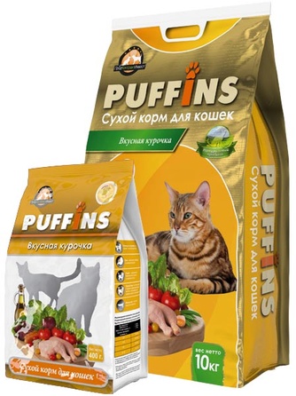 Корм сухой для кошек PUFFINS Вкусная курочка (0,4 кг)