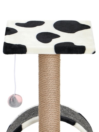 Когтеточка-столбик для кошек RICH BREED + дуга + площадка, джут, ковролин, черно-белый (35*30*56 см)
