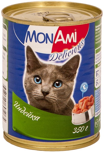 Корм влажный для кошек MONAMI 201002121 индейка (350 г)