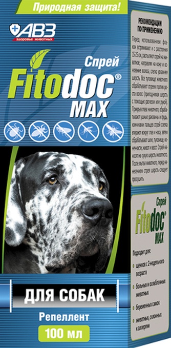 Спрей для собак АВЗ Fitodoc Max репеллент (100 мл)