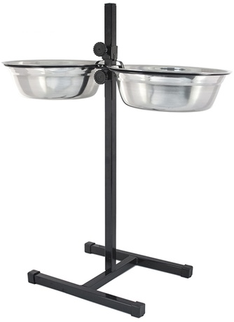 Кормушка для собак ECO регулируемая Черная (60 см/2 шт/2500 мл/26 см)