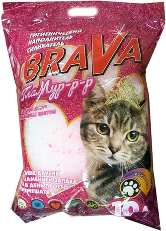Наполнитель впитывающий силикагелевый для кошек BRAVA Гламур-р-р с ароматом полевых цветов (10 л)