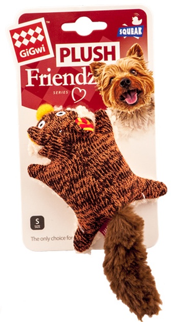 Игрушка для собак GIGWI Plush Friendz Лиса с пищалкой, коричневая (9см)