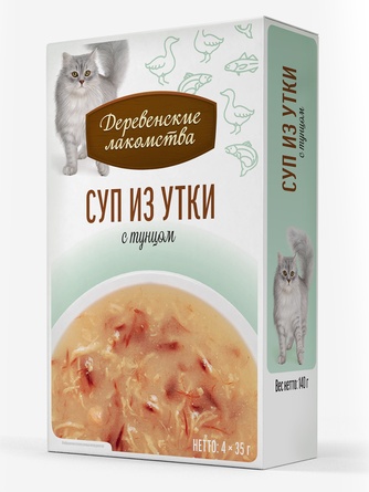Лакомство для кошек ДЕРЕВЕНСКИЕ ЛАКОМСТВА Суп из утки с тунцом (4 шт/35 г)