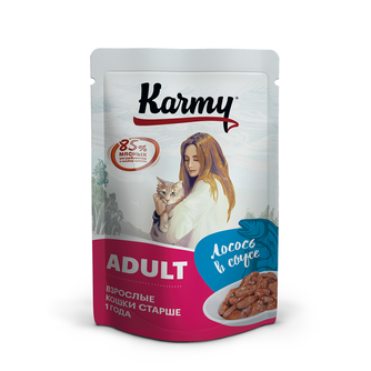 Корм влажный для кошек KARMY Adult лосось в соусе (80 г)