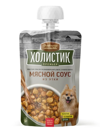 Лакомство для собак ДЕРЕВЕНСКИЕ ЛАКОМСТВА Холистик Премьер мясной соус из утки (90 г)