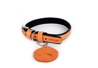 Ошейник кожаный для собак COLLAR Soft двойной прошитый, коричневый верх, черный низ (57-71 см/35 мм)