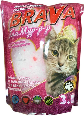 Наполнитель впитывающий силикагелевый для кошек BRAVA Гламур-р-р с ароматом полевых цветов (3,8 л)