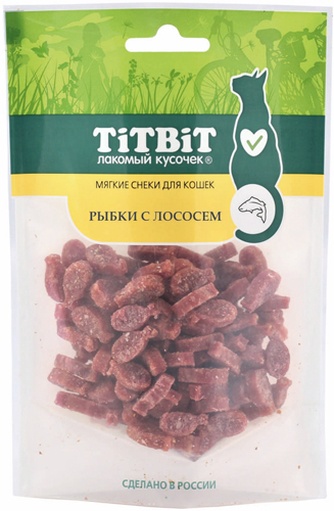 Лакомство для кошек TITBIT Снеки мягкие рыбки с лососем (50 г)