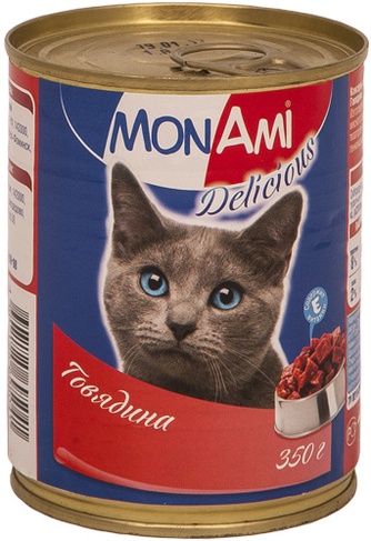 Корм влажный для кошек MONAMI 201002119 говядина (350 г)