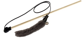 Игрушка для кошек GOSI Дразнилка-удочка Лапка из натуральной овчины на резинке (53 см)