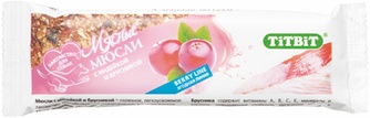 Лакомство для собак мелких пород TITBIT Лакомый кусочек Berry Line мюсли с индейкой и брусникой ясные (16 шт.)