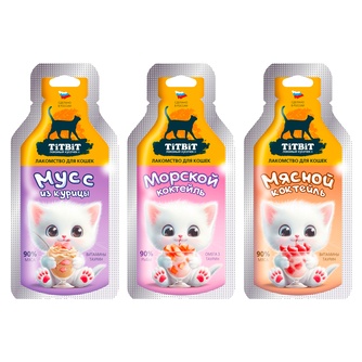 Лакомство для кошек TITBIT лакомый кусочек Вкусный микс (45 г)