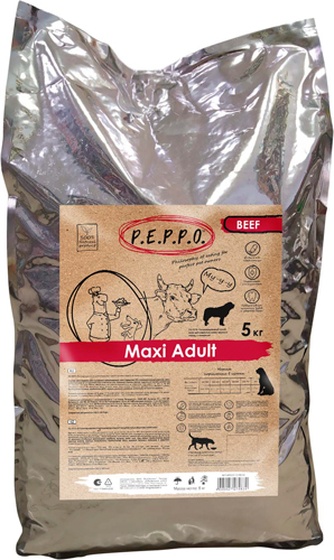 Корм сухой для собак крупных пород PEPPO Maxi Adult Beef с говядиной (5 кг)