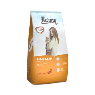 Корм сухой для кошек KARMY Hair&Skin здоровье кожи и шерсти с лососем (10 кг)