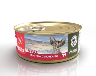 Корм влажный для кошек BLITZ Holistic Veal паштет с говядиной и почками (100 г)