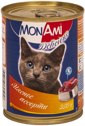 Корм влажный для кошек MONAMI Мясное ассорти (350 г)