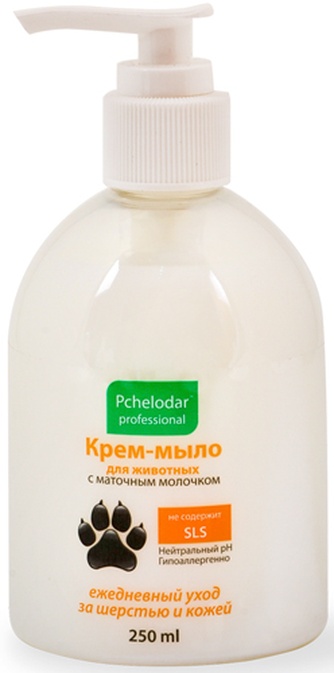Крем-мыло для животных PCHELODAR для ежедневного ухода за шерстью и кожей с маточным молочком (250 мл)