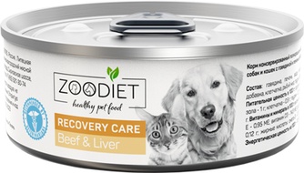 Корм влажный для собак и кошек ZOODIET Recovery Care восстановительный период с говядиной и печенью (100 г)