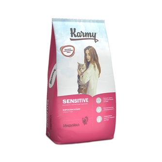 Корм сухой для взрослых кошек KARMY Sensitive с чувствительным пищеварением с индейкой (10 кг)