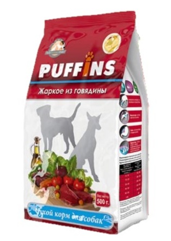 Корм сухой для собак PUFFINS жаркое, говядина (500 г)