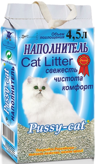 Наполнитель впитывающий бентонитовый для кошек PUSSY-CAT Cat Litter (4,5 л/2,8 кг)