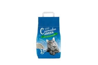 Наполнитель комкующийся бентонитовый для кошек СЧАСТЛИВЫЕ ЛАПКИ (3 кг)