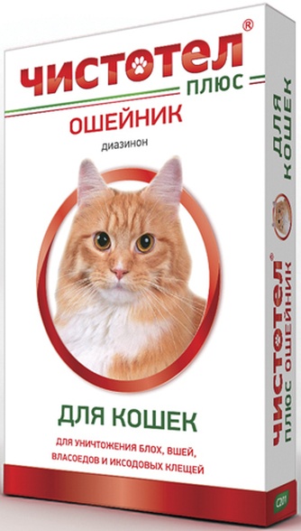 Ошейник для кошек ЧИСТОТЕЛ Плюс от блох и клещей (35 см)