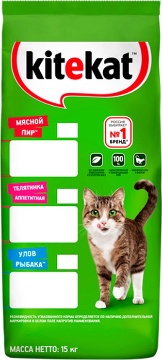 Корм сухой для кошек KITEKAT Телятинка аппетитная (15 кг)