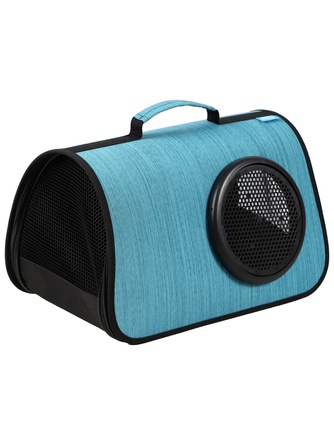 Сумка-переноска для кошек и собак RICH BREED MYJET иллюминатор/сетка, голубая лайн (M/40*25*25 см)