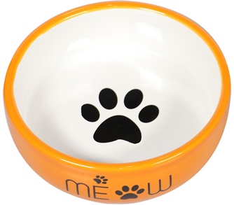 Миска для кошек MR.KRANCH Meow керамическая, оранжевая (380 мл)
