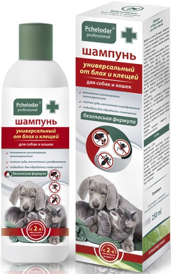 Шампунь для собак и кошек PCHELODAR универсальный от блох и клещей (250 мл)