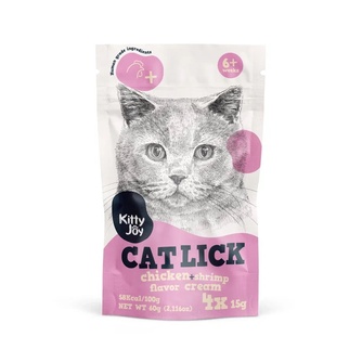 Лакомство для кошек KITTY JOY Крем-пюре с курицей и креветками (4 шт/15 г)