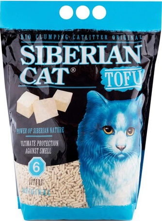 Наполнитель комкующийся соевый для кошек СИБИРСКАЯ КОШКА Tofu Original оригинальный (6 л)