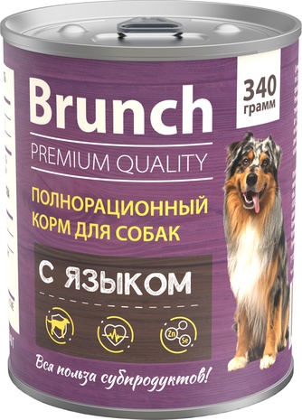 Корм влажный для собак BRUNCH с языком (340 г)