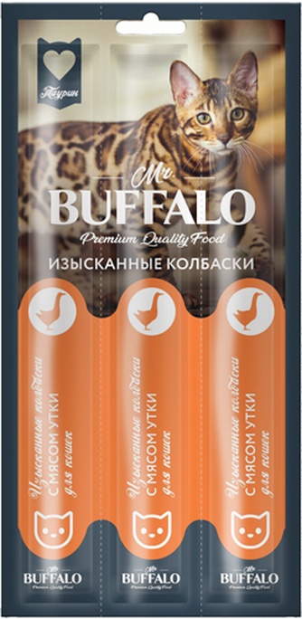 Лакомство для кошек BUFFALO колбаски изысканные с уткой (3 шт)