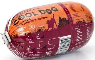 Корм влажный для собак COOL DOG мясной ролл с мясом Птицы и овощами(200 г)