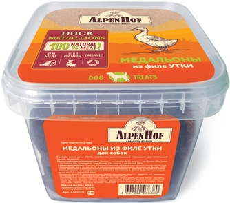 Лакомство для собак ALPENHOF Медальоны из филе утк (450 г)
