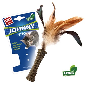 Игрушка для кошек GIGWI Johnny stick Прессованная кошачья мята с пером (16 см)