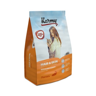 Корм сухой для кошек KARMY Hair&Skin здоровье кожи и шерсти с лососем (400 г)