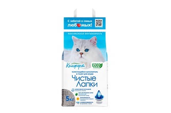 Наполнитель комкующийся бентонитовый для кошек ЧИСТЫЕ ЛАПКИ Комфорт (5 кг)