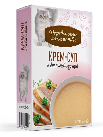 Лакомство для кошек ДЕРЕВЕНСКИЕ ЛАКОМСТВА Крем-суп с филейной курицей (4 шт/35 г)
