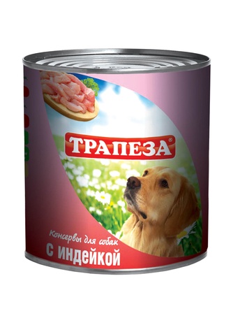 Корм влажный для собак ТРАПЕЗА индейка кусочки в соусе (750 г)
