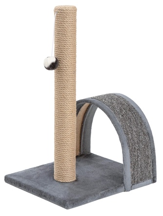 Когтеточка-столбик для кошек RICH BREED + дуга, джут, ковролин, серая (35*30*54 см)